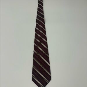 Classic Burgundy and White Striped Tie